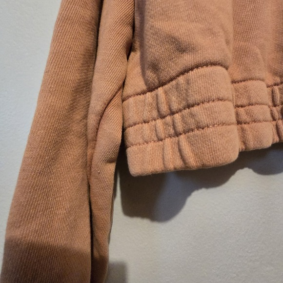 Aerie Cropped Zip Hoodie Women XL Orange Pockets Cotton Blend Athleisure Comfort - Picture 12 of 12